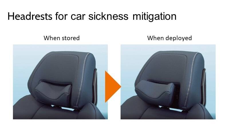 Comparison of car sickness reduction headrest when folded and unfolded